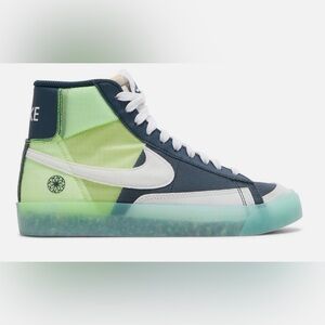 Nike Blazer Mid 77 GS Move to Zero High-Top Sneaker in Neon Green, Navy & White